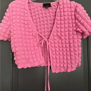 Vici Pink Textured Crop Top